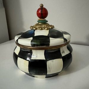 Mackenzie Childs Courtly Check Squashed Pot Canister